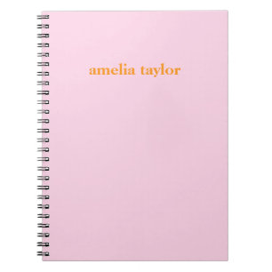 Cuaderno Nombre de maestro personalizado rosa y naranja