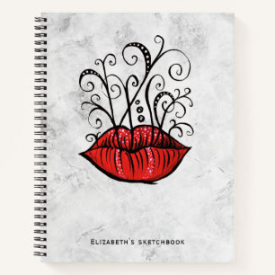 Cuaderno Nombre de Maquilladora de Labios Rojos