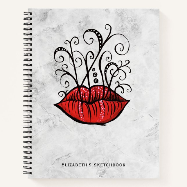 Cuaderno Nombre de Maquilladora de Labios Rojos (Anverso)