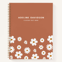 Cuaderno Nombre de margarita floral retro Boho
