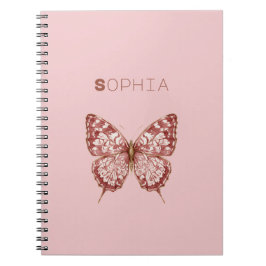 Cuaderno Nombre de Mariposa Burdeos Rosa
