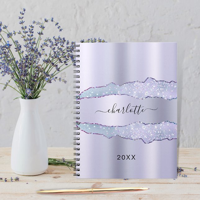 Cuaderno Nombre de mármol violeta de lavanda agata (Subido por el creador)
