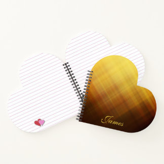 Cuaderno nombre de monograma amarillo marrón moderno