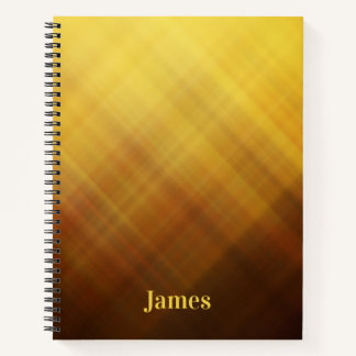 Cuaderno nombre de monograma amarillo marrón moderno