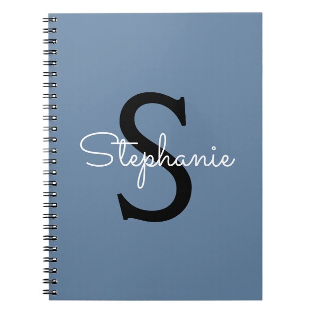 Cuaderno Nombre de Monograma Azul (Frente)