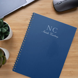 Cuaderno Nombre de Monograma Azul de la Marina de Script mi