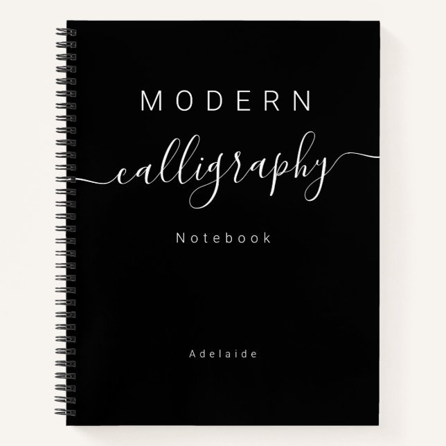 Cuaderno Nombre de monograma de caligrafía moderna elegante (Anverso)