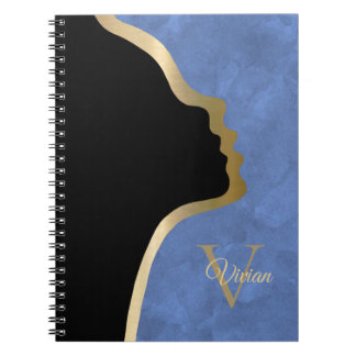 Cuaderno Nombre de Monograma de Cara Negra Y Oro