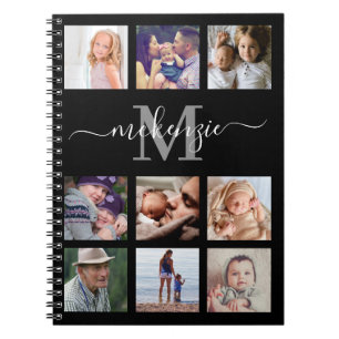 Cuaderno Nombre de monograma de Collage de fotos personaliz
