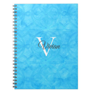Cuaderno Nombre de monograma de color azul