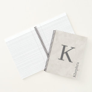 Cuaderno Nombre de monograma de color de agua blanco simple