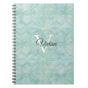 Cuaderno Nombre de monograma de color verde de la espuma ma