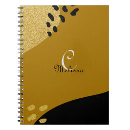 Cuaderno Nombre de Monograma de Cuho Boho Black y Gold Pers