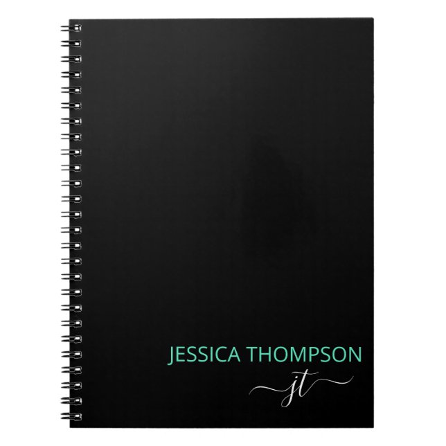 Cuaderno Nombre de monograma de escritura simple negra mode (Frente)