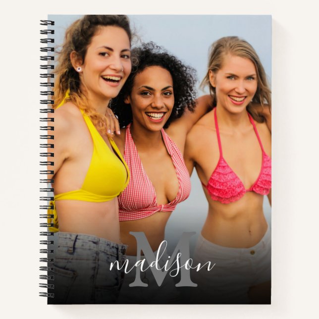 Cuaderno Nombre de monograma de fotografía personalizado (Anverso)