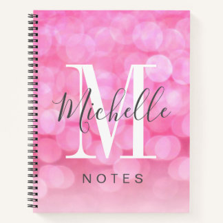 Cuaderno Nombre de monograma de frotis rosada de broche