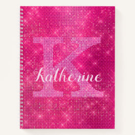 Cuaderno Nombre de Monograma de Glam Sparkle de Diamante Ro