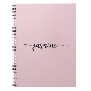 Cuaderno Nombre de monograma de letra script moderna rosa d