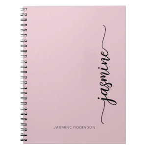 Cuaderno Nombre de monograma de letra script moderna rosa G