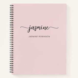 Cuaderno Nombre de Monograma de Letra Script Rosa Beige Min