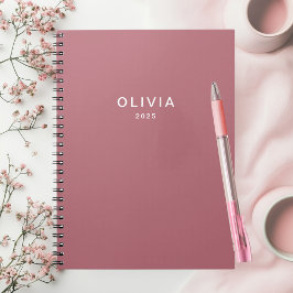 Cuaderno Nombre de monograma de oro Rosa personalizado