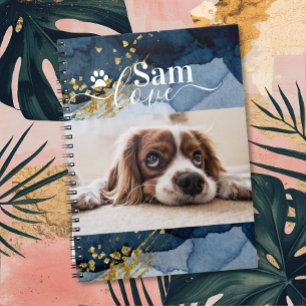 Cuaderno Nombre de monograma de perro personalizado Foto de