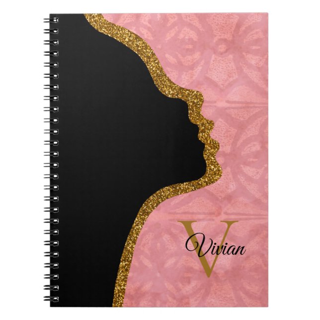 Cuaderno Nombre De Monograma De Ruddy Pink And Gold Purpuri (Frente)