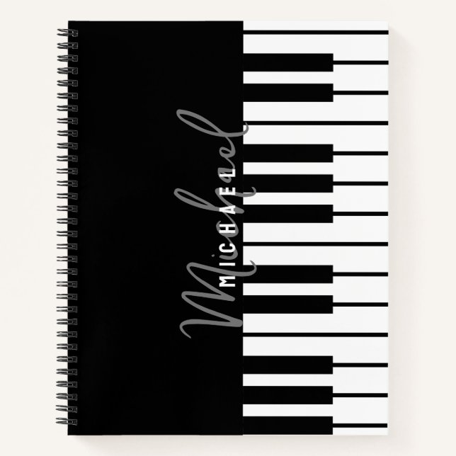 Cuaderno Nombre de monograma de teclado moderno para piano  (Anverso)