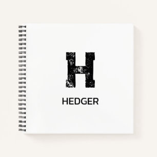 CUADERNO NOMBRE DE MONOGRAMA DE UNA LETRA MINIMALISTA NEGRO