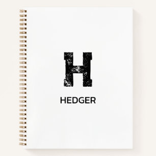 CUADERNO NOMBRE DE MONOGRAMA DE UNA LETRA NEGRO MINIMALISTA