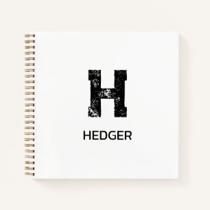 CUADERNO NOMBRE DE MONOGRAMA DE UNA LETRA NEGRO MINIMALISTA
