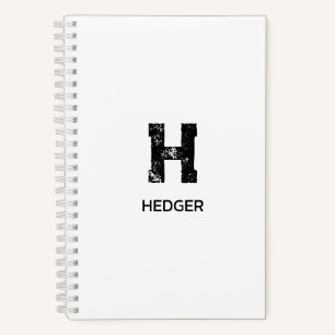 CUADERNO NOMBRE DE MONOGRAMA DE UNA LETRA NEGRO MINIMALISTA