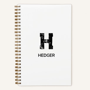 CUADERNO NOMBRE DE MONOGRAMA DE UNA LETRA NEGRO MINIMALISTA