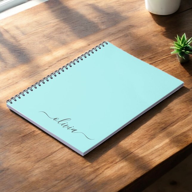 Cuaderno Nombre de Monograma del Guión Azul Verde azulado M (Subido por el creador)