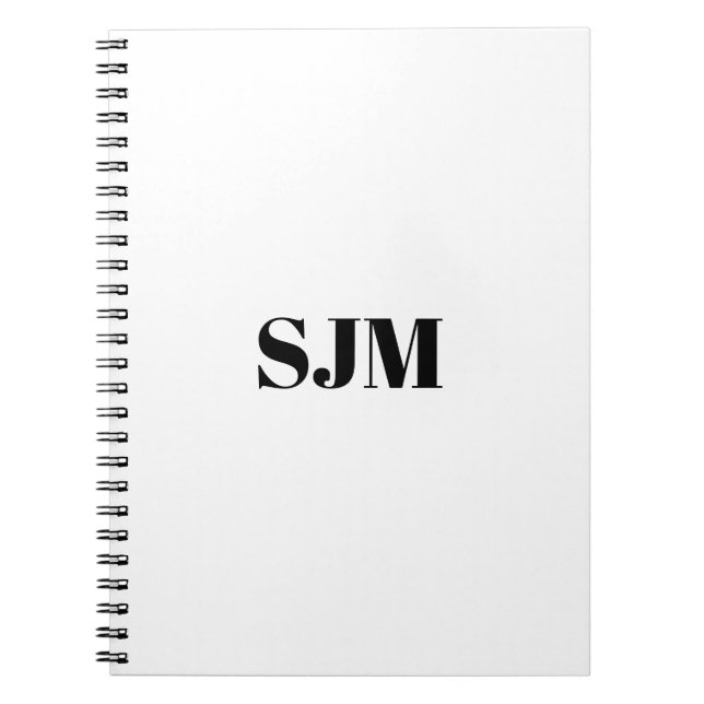 Cuaderno Nombre de monograma del Personalizado blanco minim (Frente)