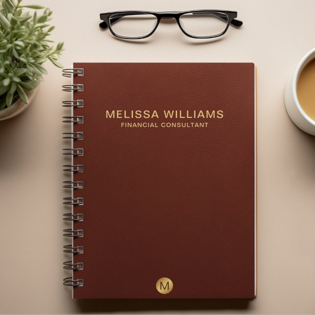 Cuaderno Nombre de Monograma Faux Red Leather & Gold de la  (Subido por el creador)