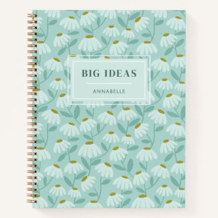 Cuaderno Nombre de monograma 'Grandes Ideas' Patrón floral 