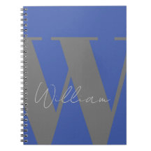 Nombre de Monograma gris azul elegante moderno