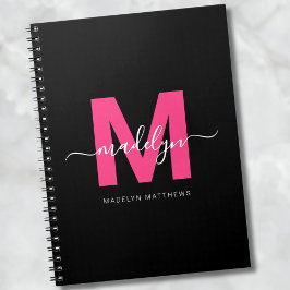 Cuaderno Nombre de Monograma Inicial Rosa Fucsia de Chica