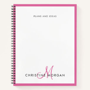 Cuaderno Nombre de monograma minimalista de moda simple ros