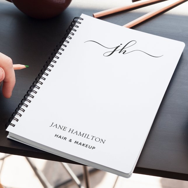 Cuaderno Nombre de monograma minimalista en letra script (Subido por el creador)