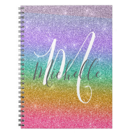 Cuaderno Nombre de monograma personalizado con brillo falso