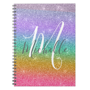 Cuaderno Nombre de monograma personalizado con brillo falso