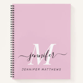 Cuaderno Nombre de monograma personalizado de Moda negra de