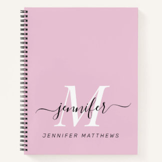 Cuaderno Nombre de monograma personalizado de Moda negra de