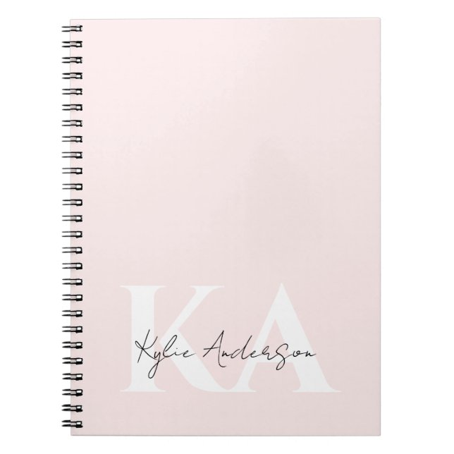Cuaderno Nombre de monograma personalizado del Rosa de Rubo (Frente)