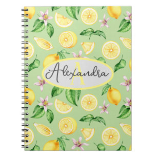Cuaderno Nombre de monograma personalizado Lemones de bloc