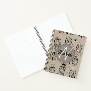 Cuaderno Nombre de monograma personalizado Niños únicos mod