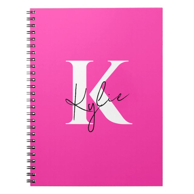 Cuaderno Nombre de monograma personalizado vibrante moderno (Frente)