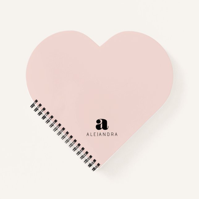 Cuaderno Nombre de monograma rosa Rubor negrita moderno (Anverso)